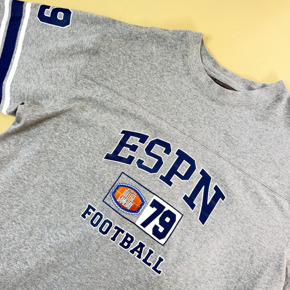 ESPN Football T-Shirt Mens XL Grey Excellent College GameDay 79 Jersey Style